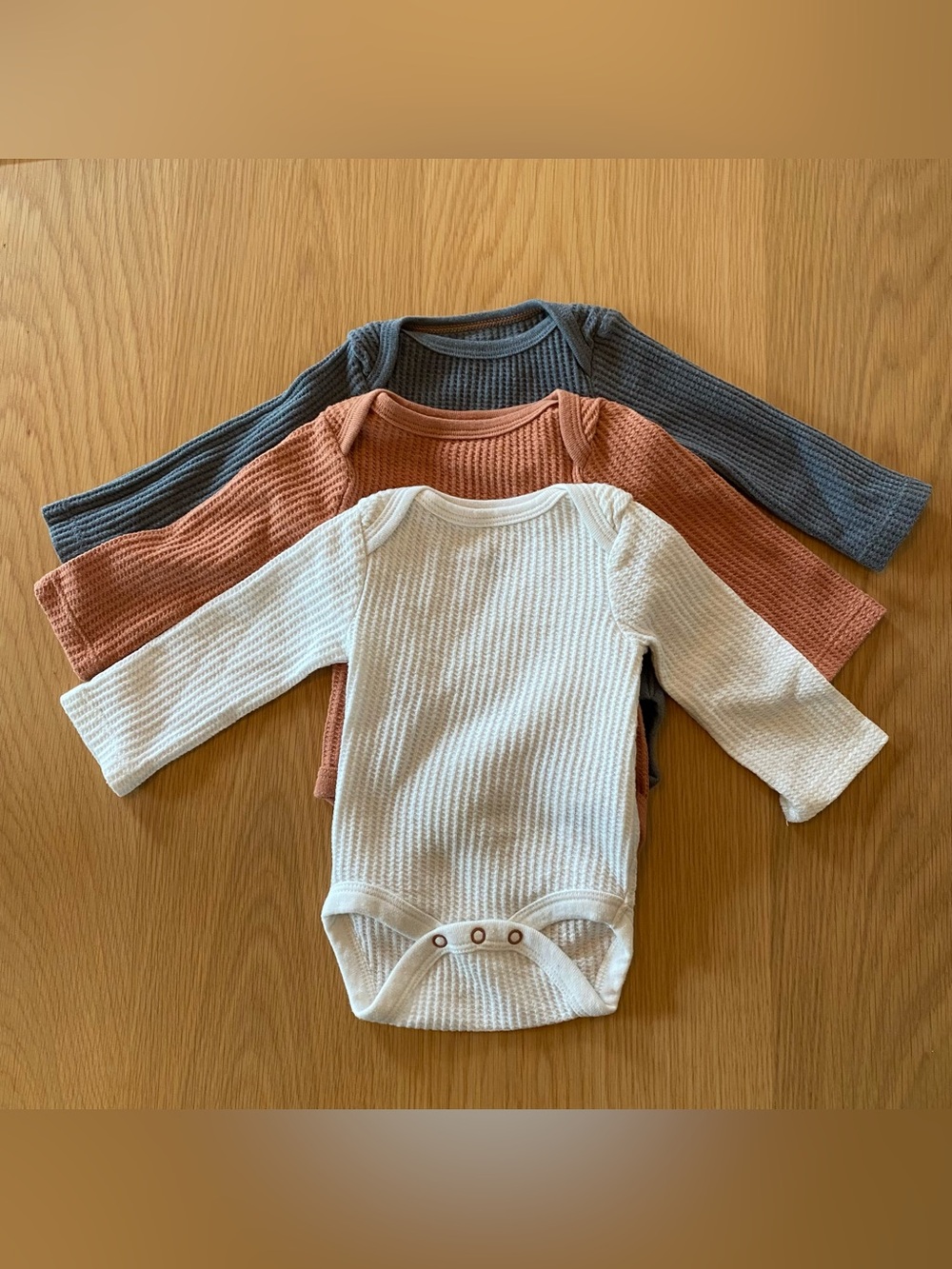 Cloud Island Organic Cotton Long Sleeve Newborn Onesie Set - Gray, Cream, Orange